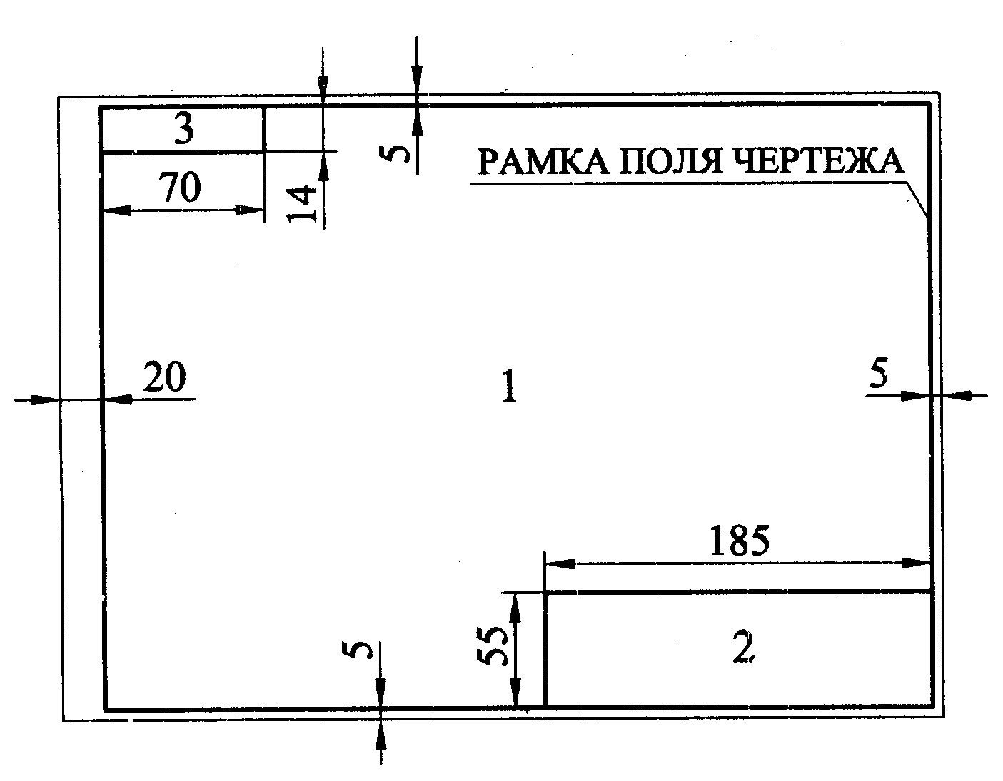 Размер в рамке на чертеже